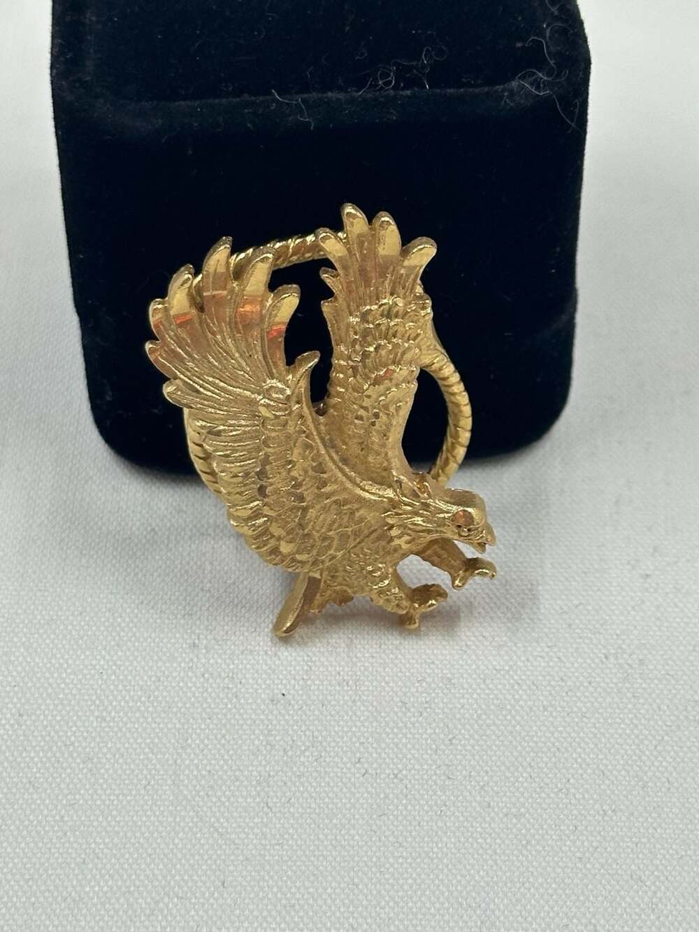 Vintage Gold Tone American Eagle Scarf Slide or Bolo Tie Accessory